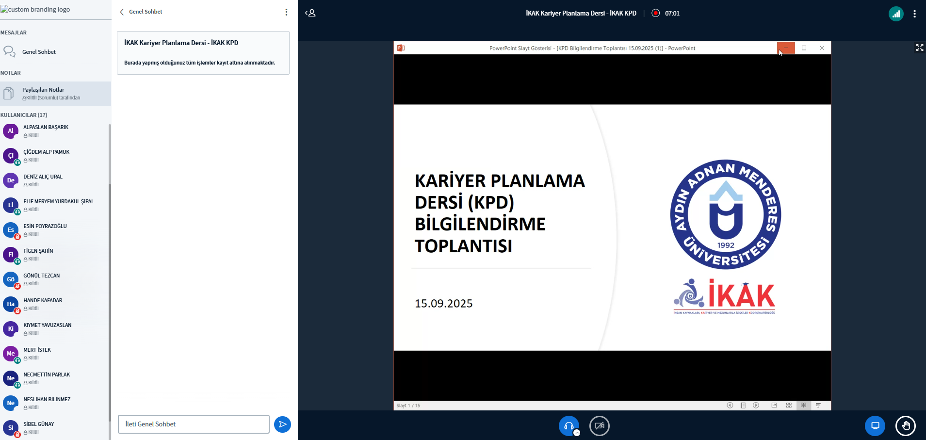 Kariyer Planlama Dersleri Hakkında Bilgilendirme Toplantısı Gerçekleştirildi
