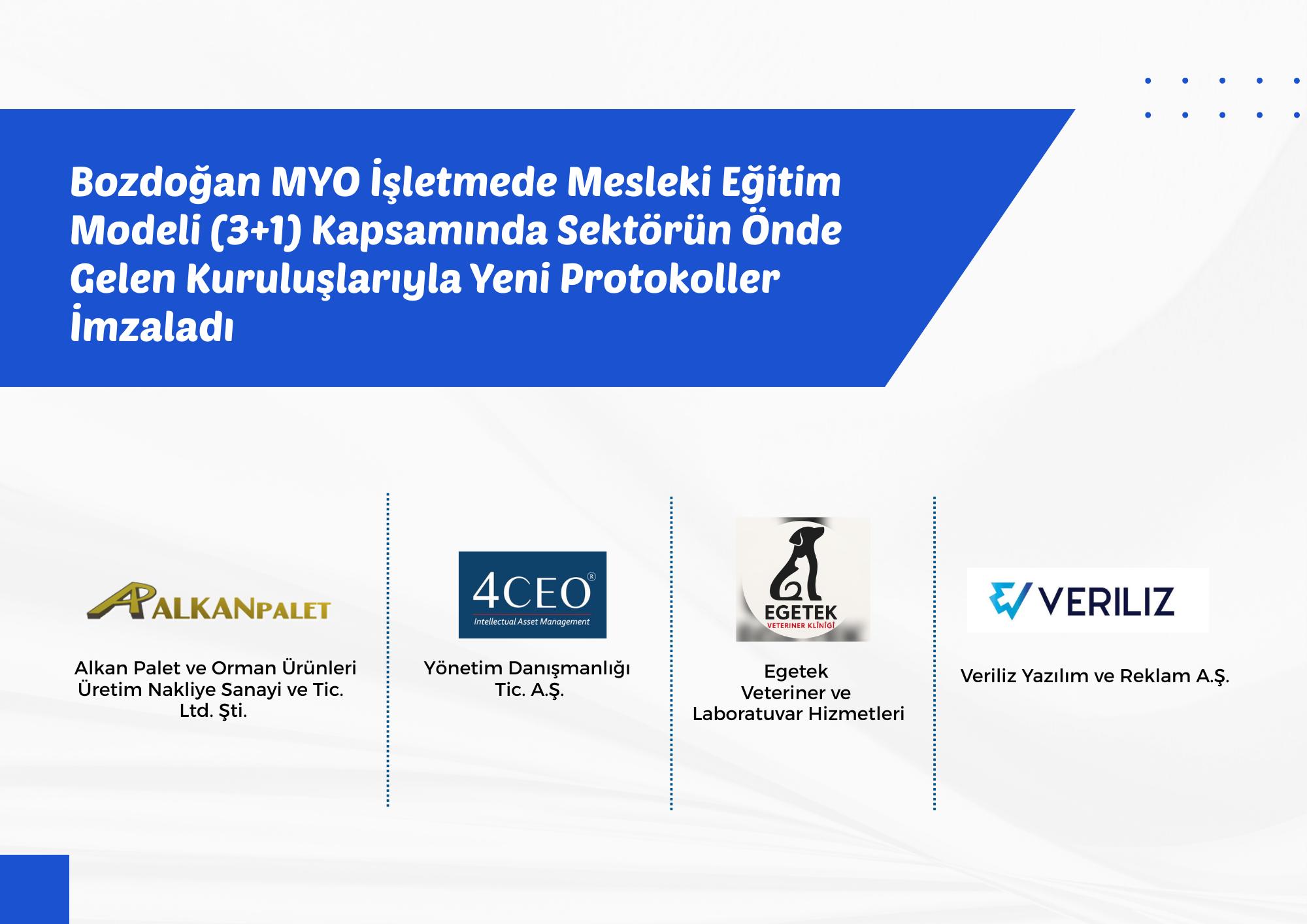 Bozdoğan MYO, İşletmede Mesleki Eğitim Modeli Kapsamında Yeni Protokoller İmzaladı